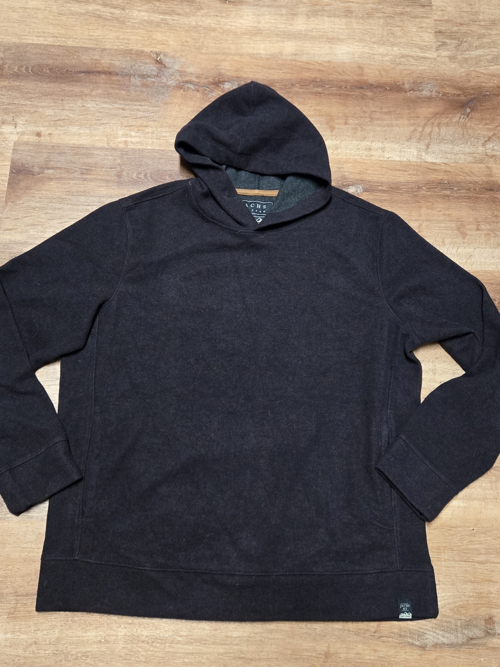 Jachs NY Large Dark Burgundy Pullover Hoodie Wool Blend Warm Heavy